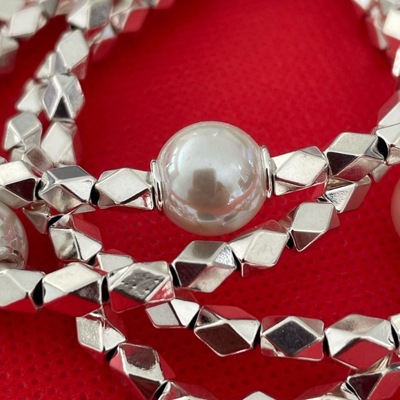 UNO de 50 Bracele🔸️END PEARL 🔸️ Silver plated  with Faux Pearls - Picture 6 of 15